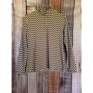 J.McLaughlin Top Catalina Cloth Mock Neck Preppy Equestrian Brown Resort Large